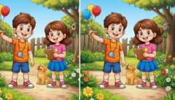 Spot the Difference: Find 3 Changes in Boy and Dog Picture in 12 Seconds